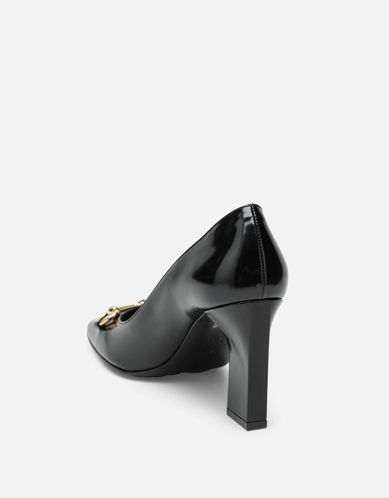 GUCCI グッチ パンプス サテン レザー ブラック スクエアトゥ 61/2 Gucci Signora レザー スクエアトゥ パンプス (すべての新品) IFCHIC.COM