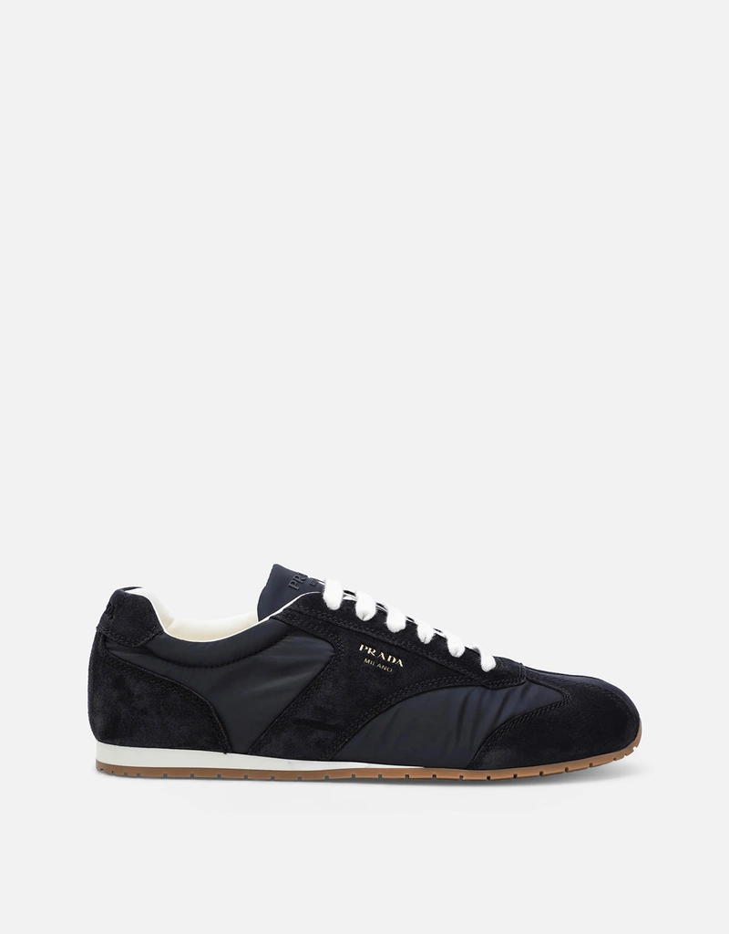 Prada ブルー生地とスエードスニーカー (すべての新品) IFCHIC.COM