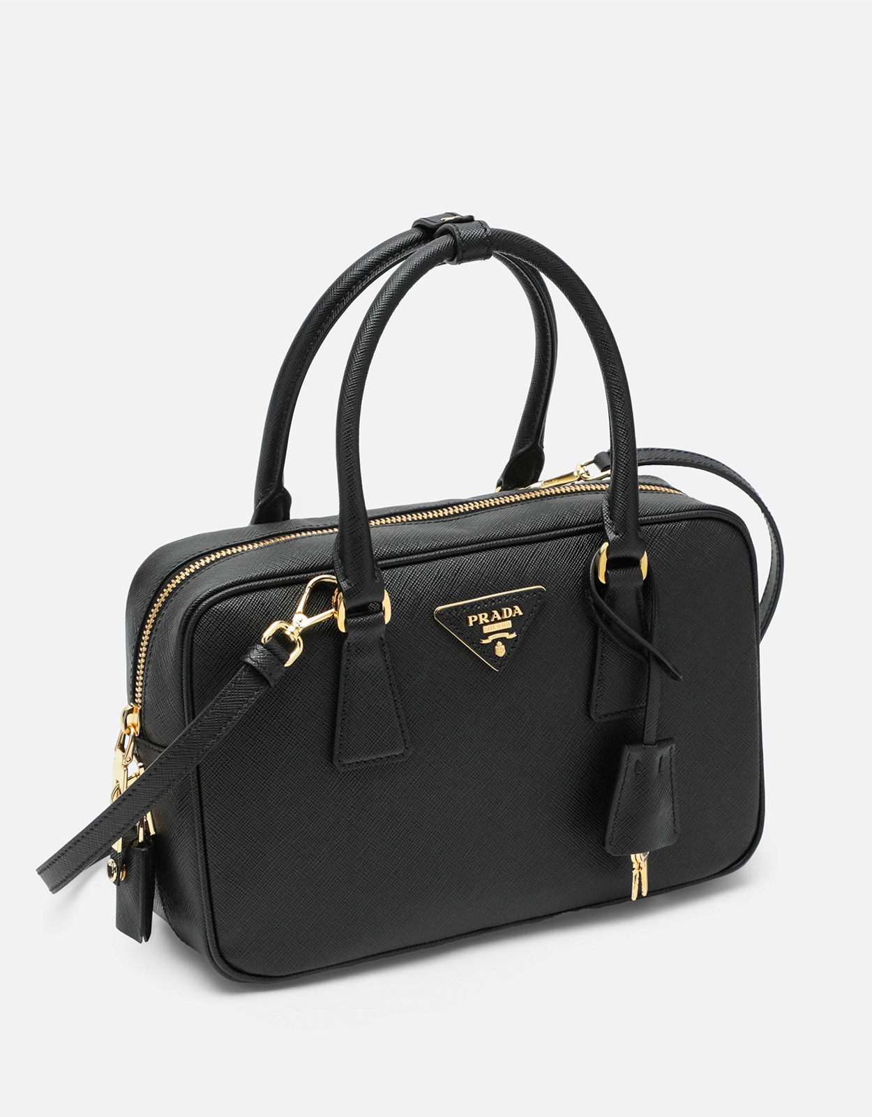 PRADA ブラック ハンドバッグ サフィアーノレザー Prada サフィアーノレザー トップハンドルバッグ (トップス) IFCHIC.COM
