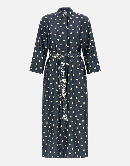 S Max Mara ポルカドットシルクツイルミディワンピース (すべての新品