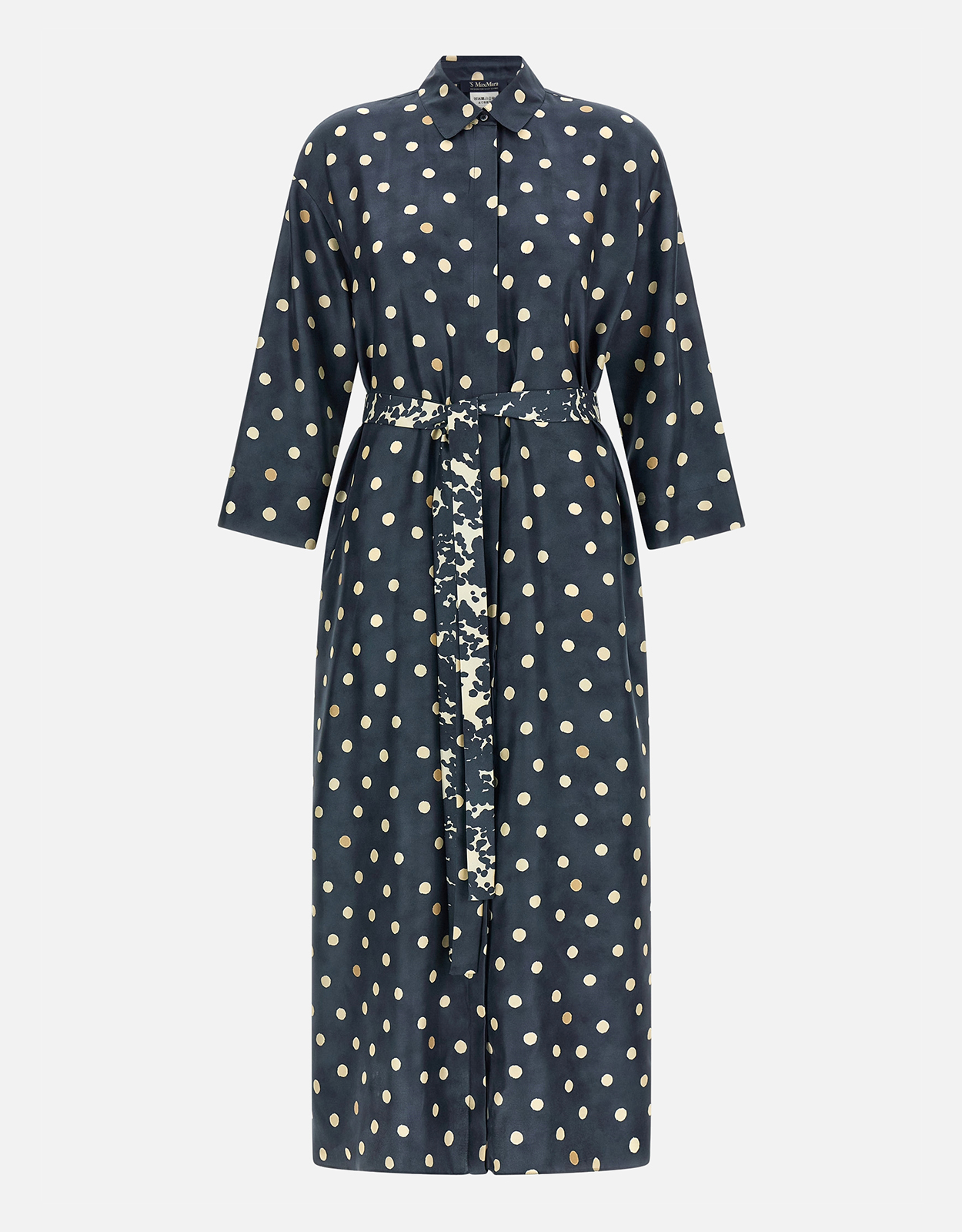 S Max Mara ポルカドットシルクツイルミディワンピース (すべての新品
