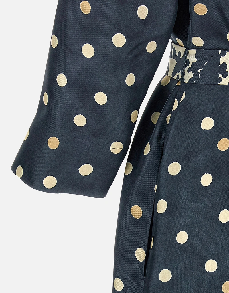S Max Mara ポルカドットシルクツイルミディワンピース (すべての新品