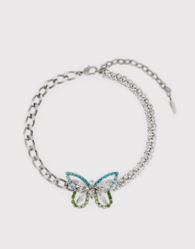 Large Crystal Butterfly Chain Choker