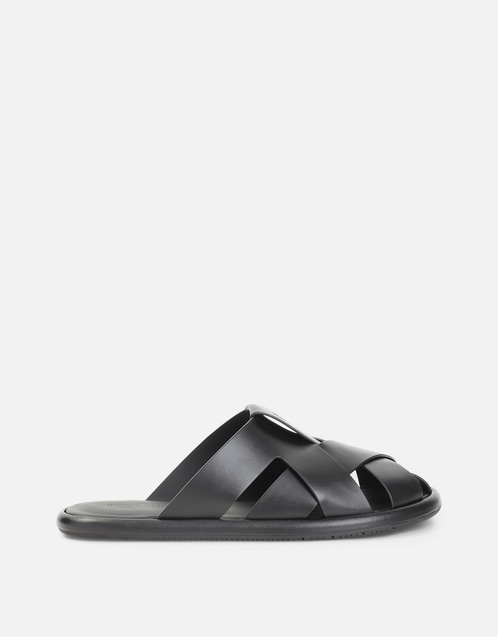 Giorgio Armani メンズクロスオーバーカーフスキンレザーサンダル