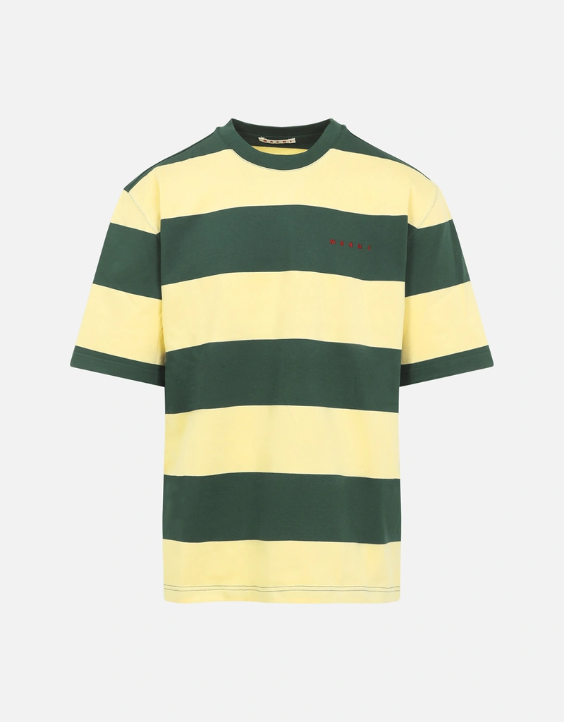 Marni メンズ コットン マキシストライプ オーバーサイズ Tシャツ