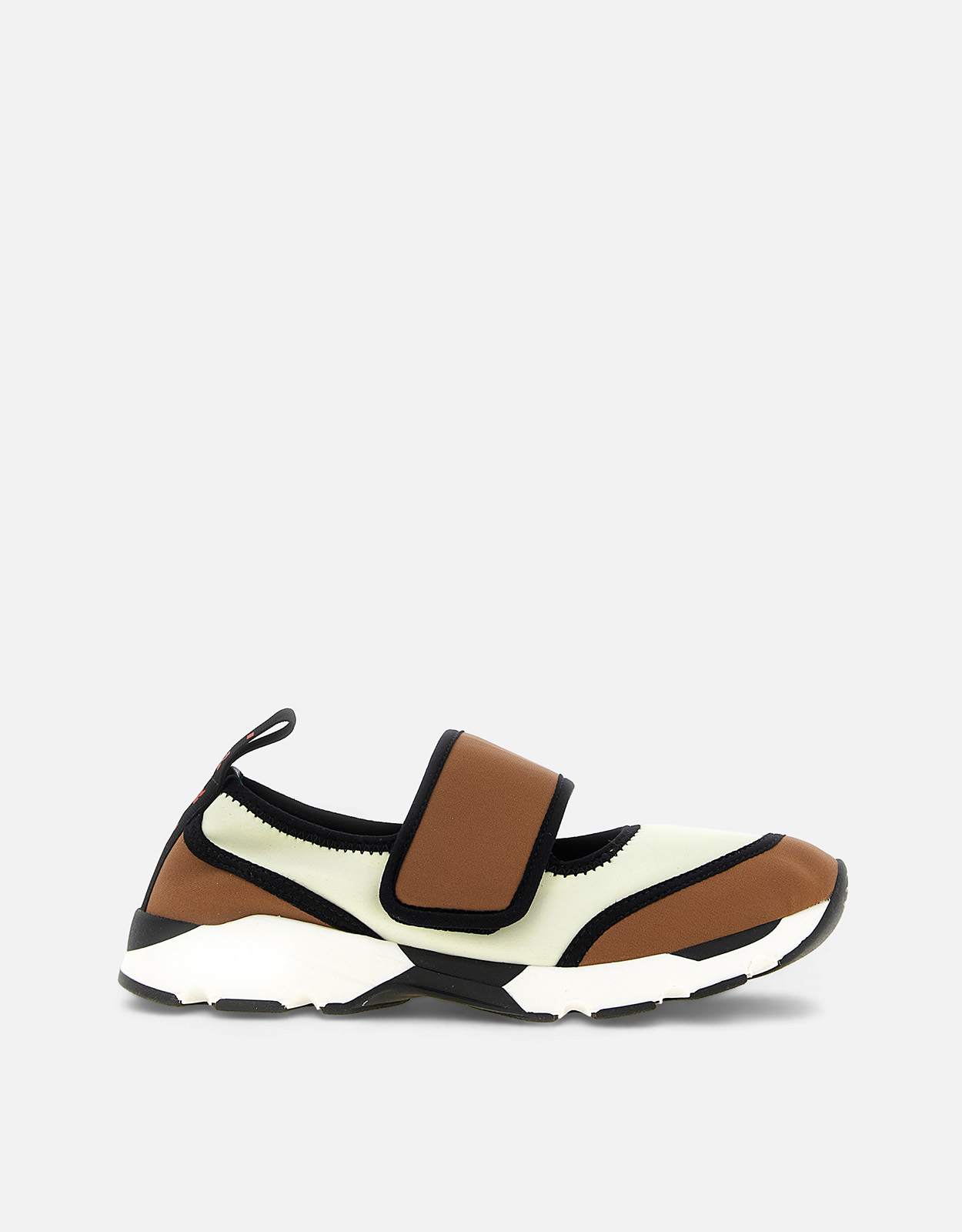 Marni ホワイトとライトブラウンのライクラメリージェーンランニング