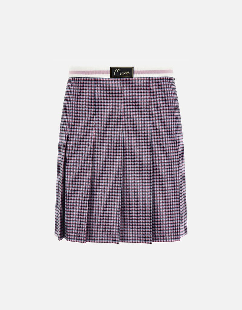 Marni 千鳥格子柄ビスコース混プリーツミニスカート (すべての新品