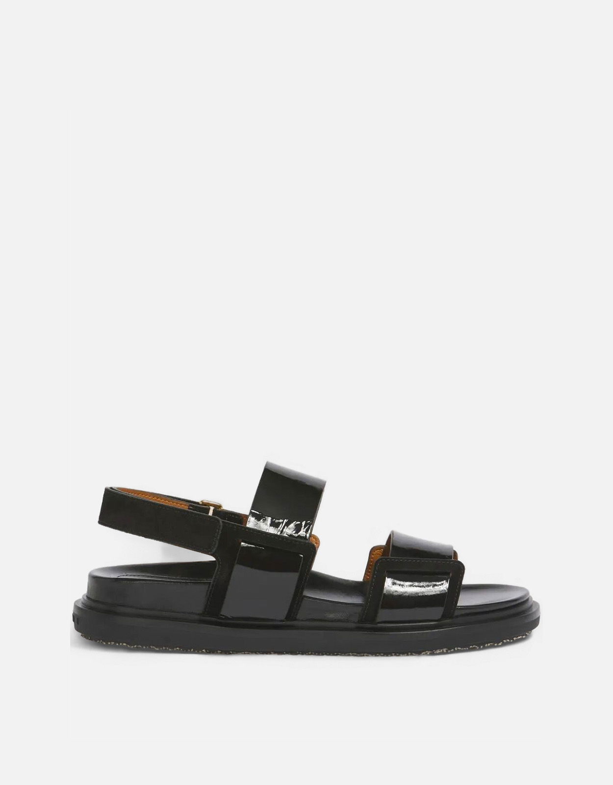 Marni ブラックレザー Fussbett ダブルストラップ サンダル (すべての