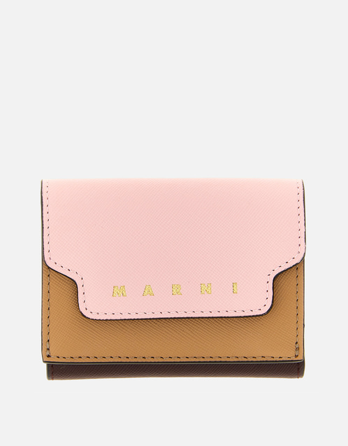 Marni ブルー ベージュ ライトブルー サフィアーノレザー 三つ折り財布