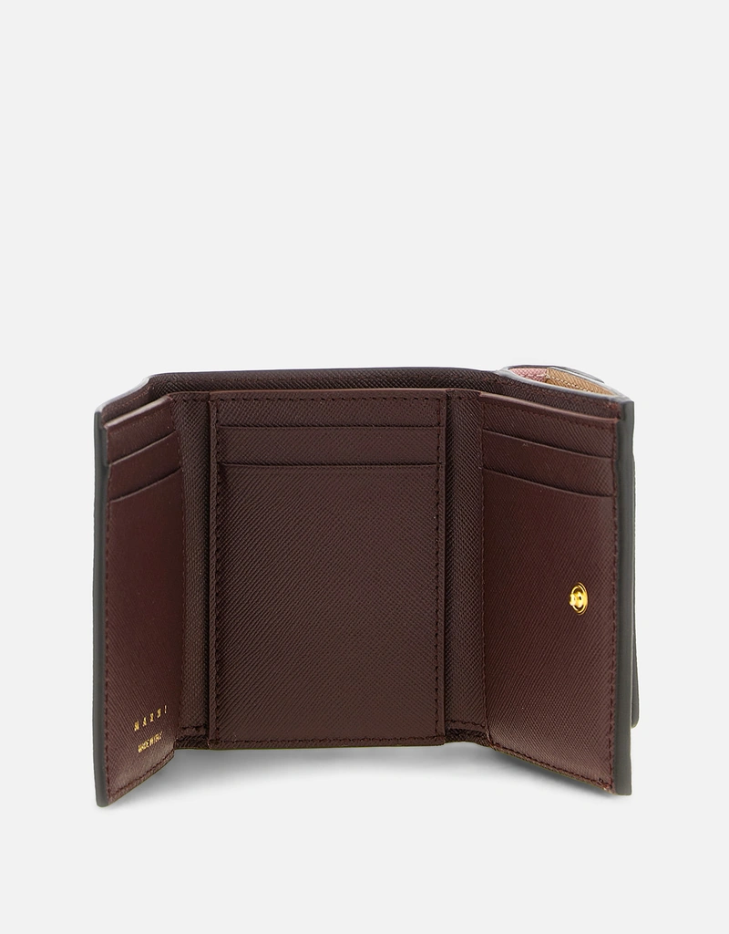 Marni ブルー ベージュ ライトブルー サフィアーノレザー 三つ折り財布