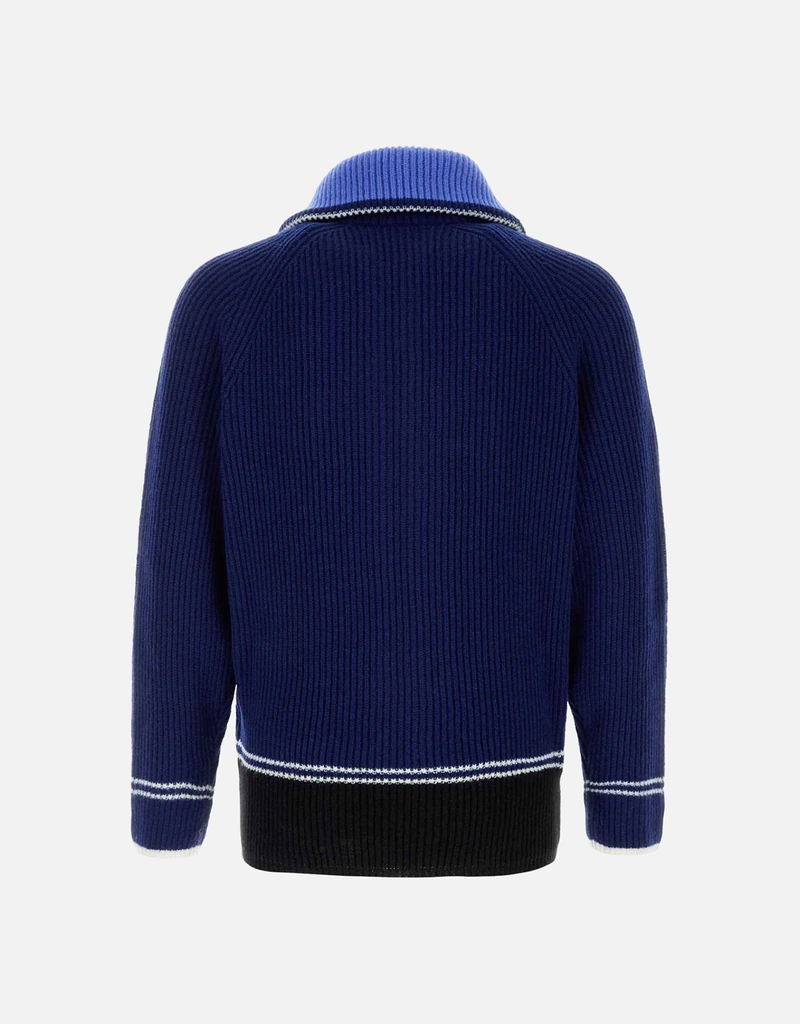 MARNI ジップアップカーディガン Marni メンズ ウールブレンド 刺繍ロゴ ファネルネック ジップアップ