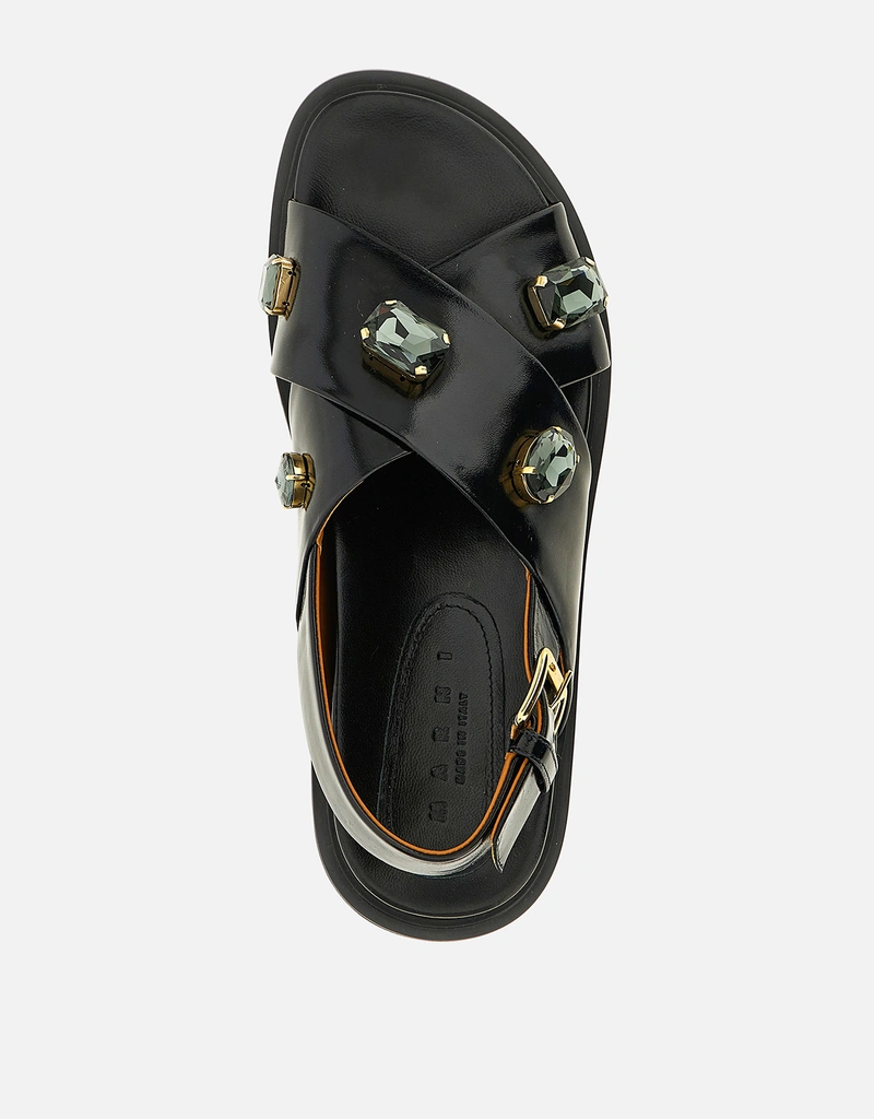 Marni ブラックレザー Fussbett サンダル () IFCHIC.COM Marni ブラックレザー Fussbett サンダル () IFCHIC.COM