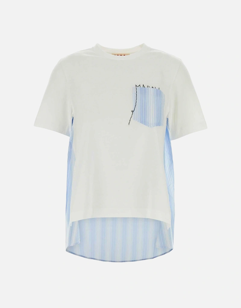 MARNI マルニ 22AW コットンポプリン半袖シャツ CAMA0430M1 42 ホワイト 14691 Marni ポプリンバック付きホワイトコットンTシャツ (すべての新品