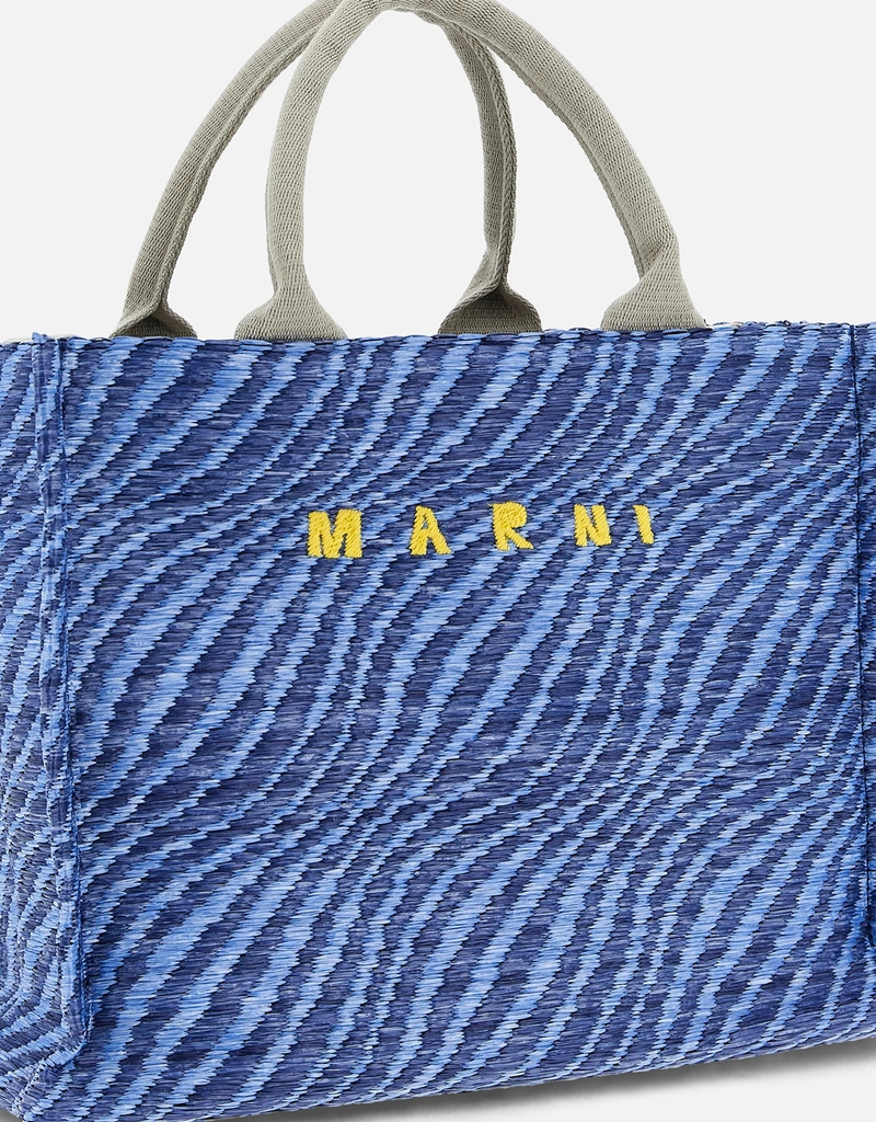 Marni ブルーウェービーラフィア風スモールトートバッグ () IFCHIC.COM