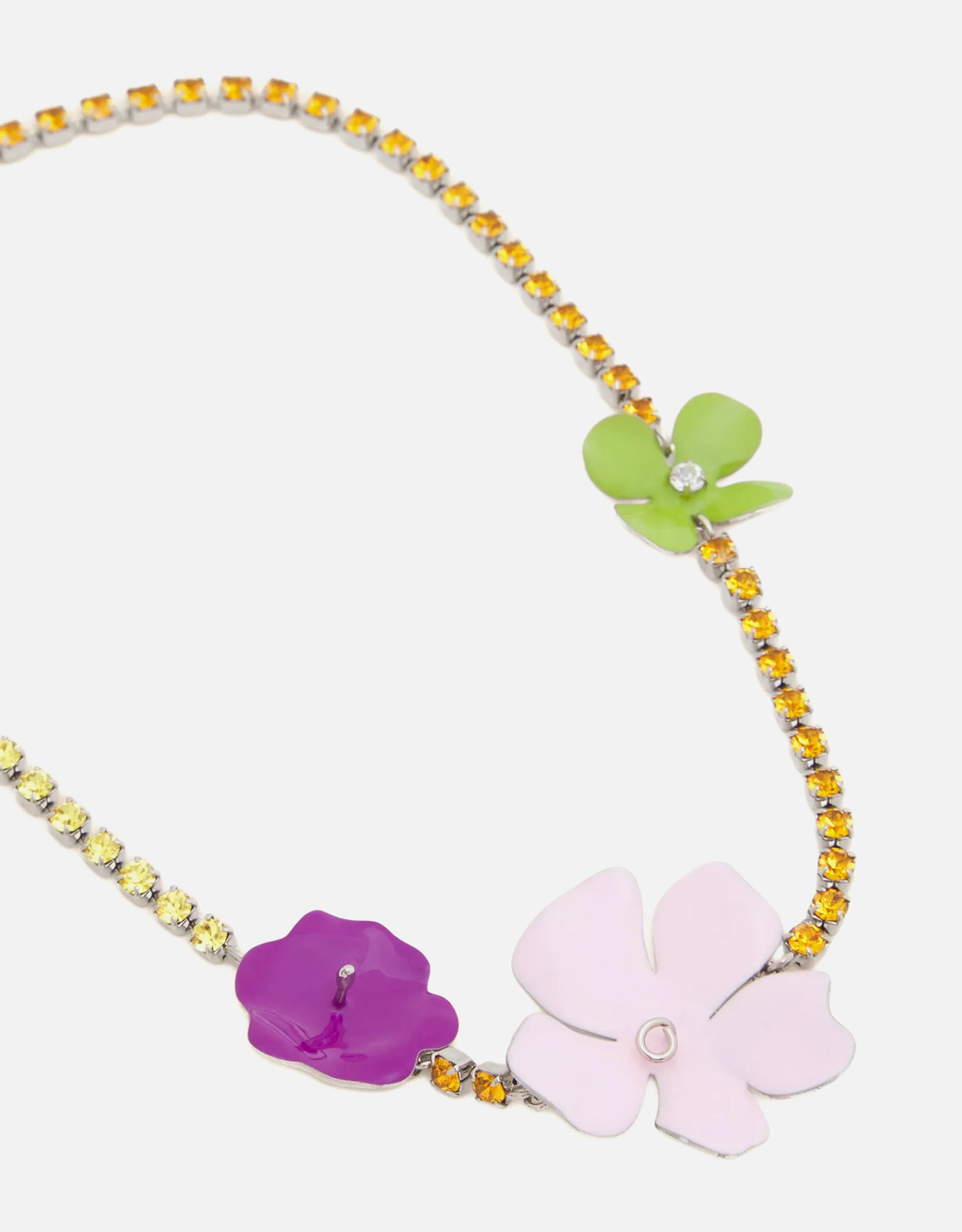 Marni ピンクエナメルフラワーラインストーンネックレス () IFCHIC.COM