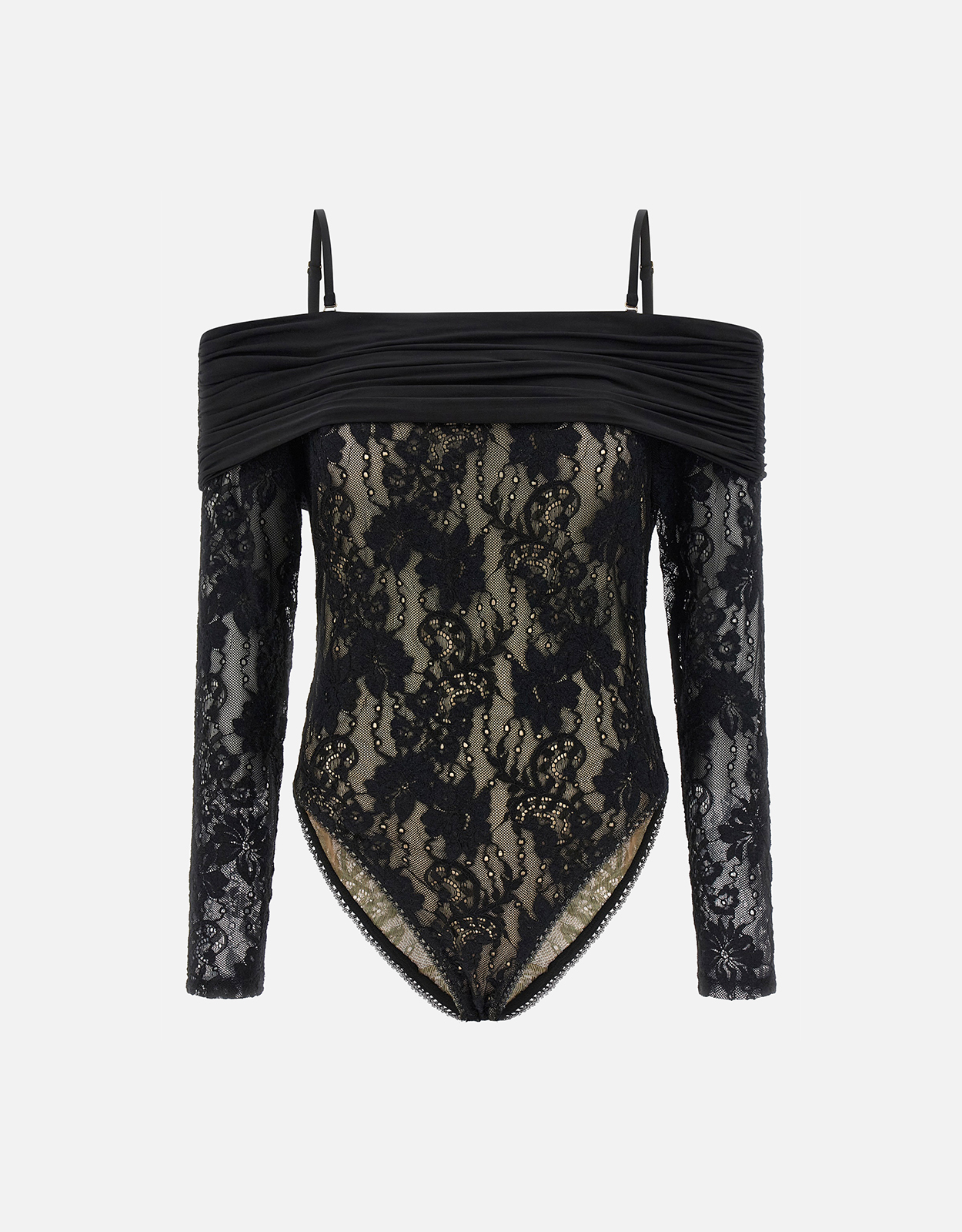 Zimmermann Zimmermann 'Rebellion' Stretch Lace Off-The-Shoulder Long Sleeve Bodysuit - 00　Zimmermann 'Rebellion' ストレッチ レース オフショルダー 