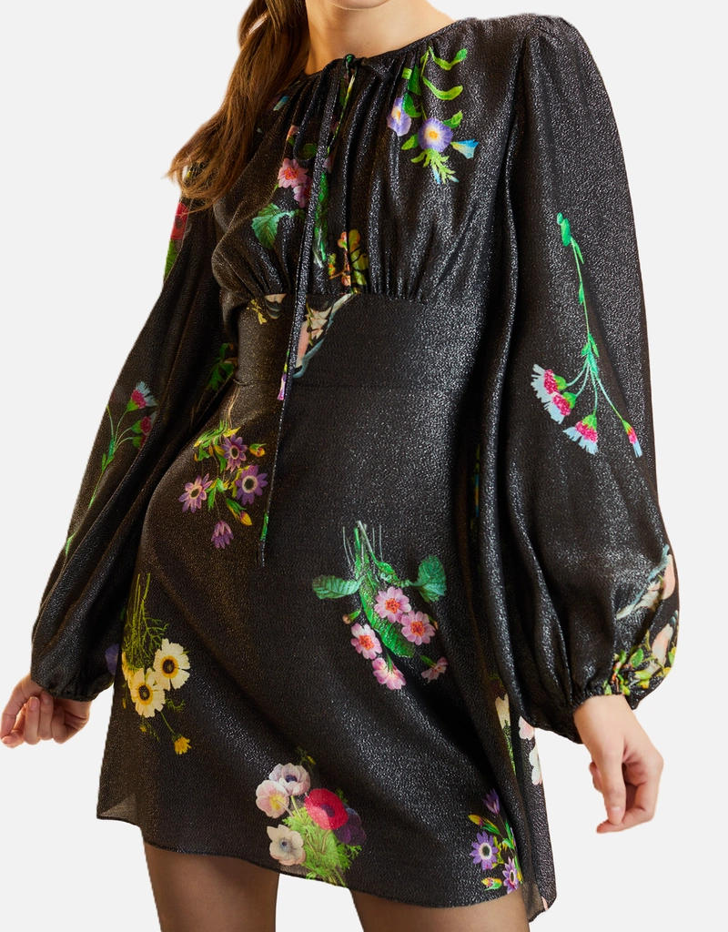 Moonlight Shimmer Dress / Black Floral / 4 / Cynthia Rowley