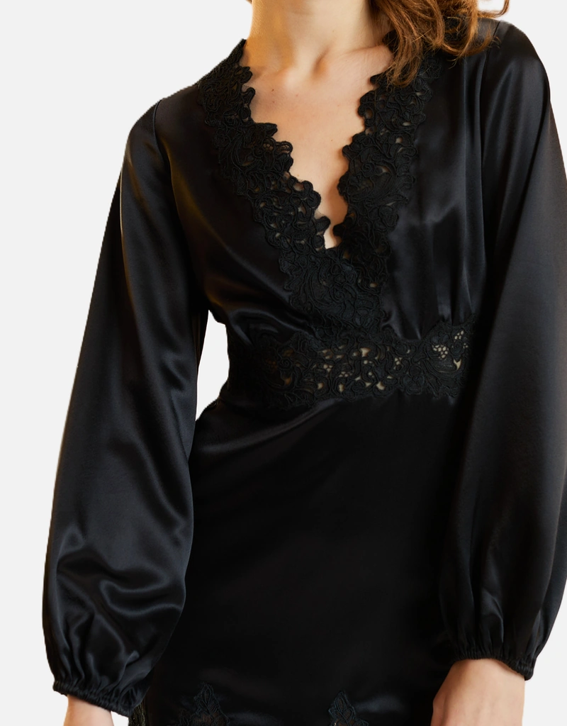 Garbo Silky Lace Dress / Black / 8 / Cynthia Rowley