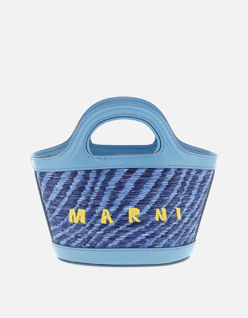 MARNI TROPICALIA ラフィアマイクロバッグ Marni ブルーウェーブラフィア風トロピカリアマイクロバッグ () IFCHIC.COM