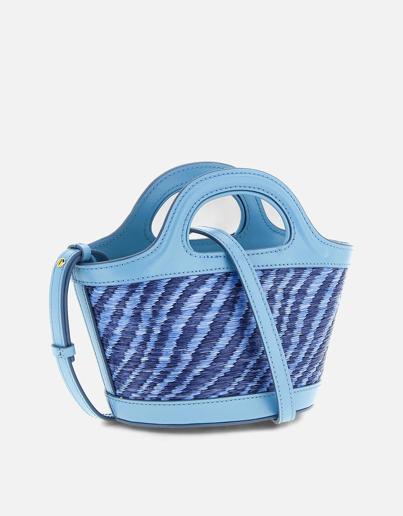 Marni ブルーウェーブラフィア風トロピカリアマイクロバッグ () IFCHIC.COM