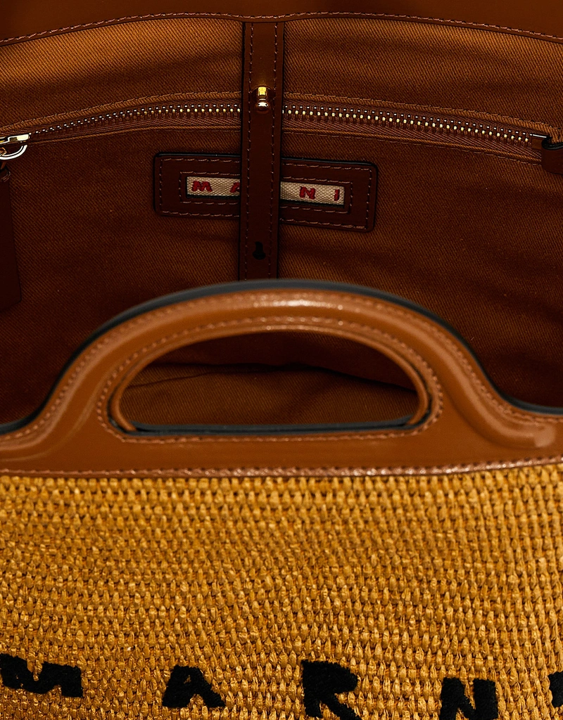 Marni Tropicalia Small Raffia And Calf Leather Shoulder Bag