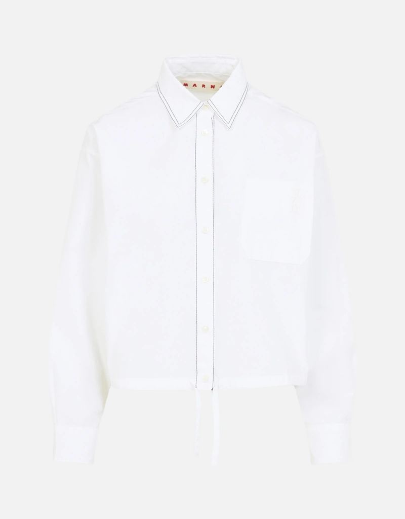 Marni コットンポプリン クロップドドローストリングヘムシャツ