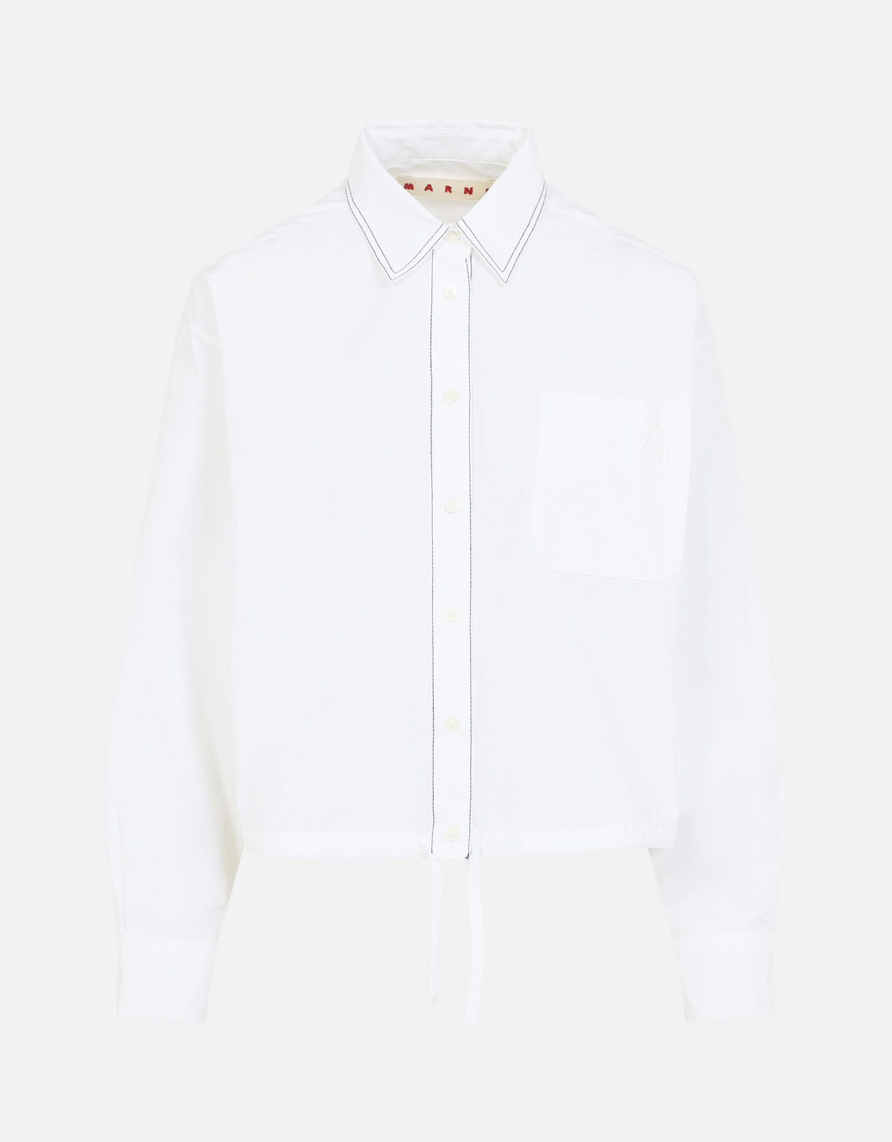 Marni コットンポプリン クロップドドローストリングヘムシャツ