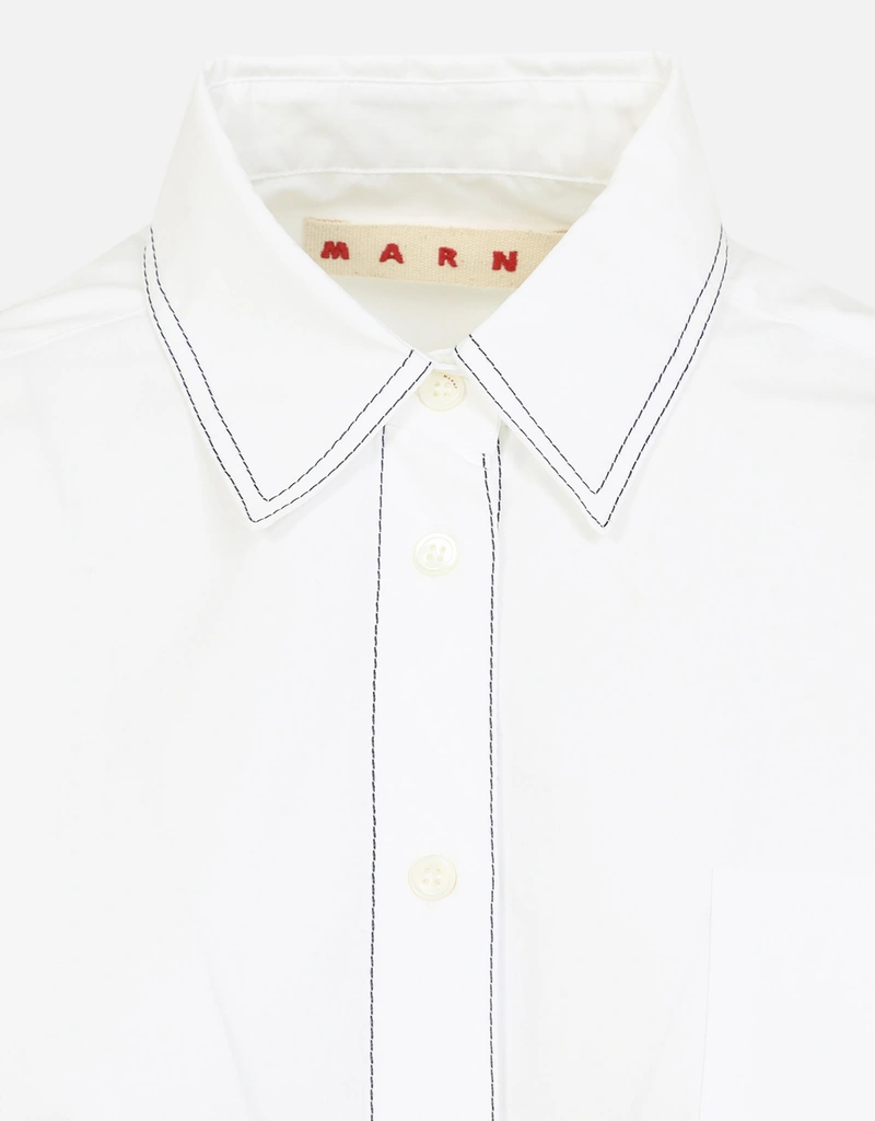 Marni コットンポプリン クロップドドローストリングヘムシャツ