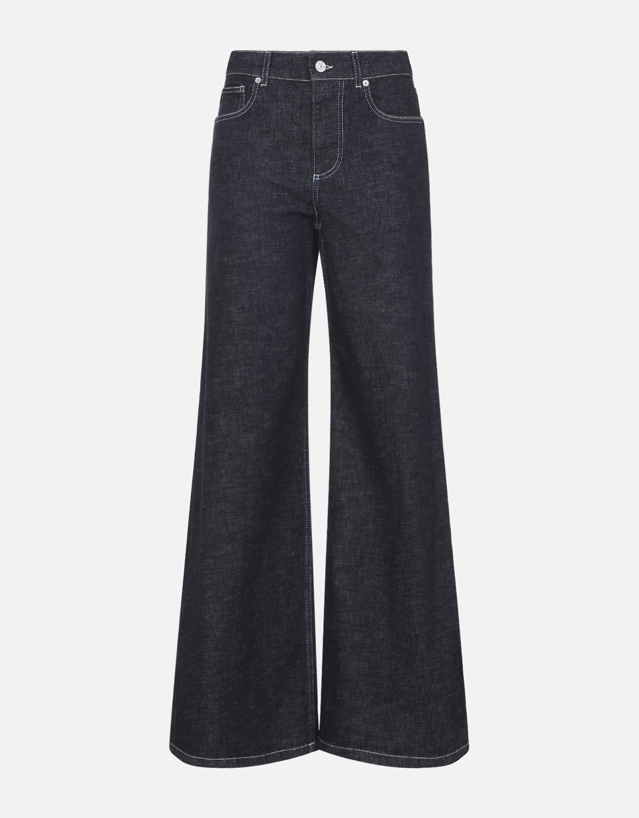 【極美品】18ss MARNIマルニ リジットインディゴデニム ワイドパンツ33 Marni ディープブルーストレッチデニムワイドレッグジーンズ (デニム
