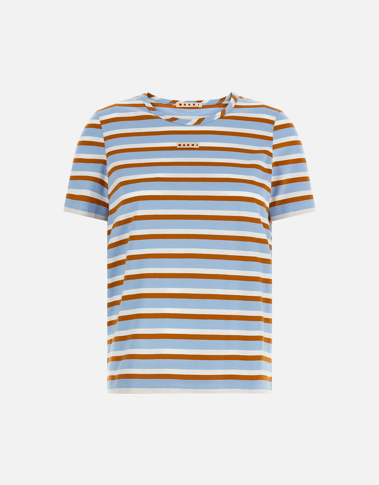 MARNI カラフルストライプTシャツ 新品タグ付き Marni ブルーとブラウンのストライプコットンTシャツ (すべての新品