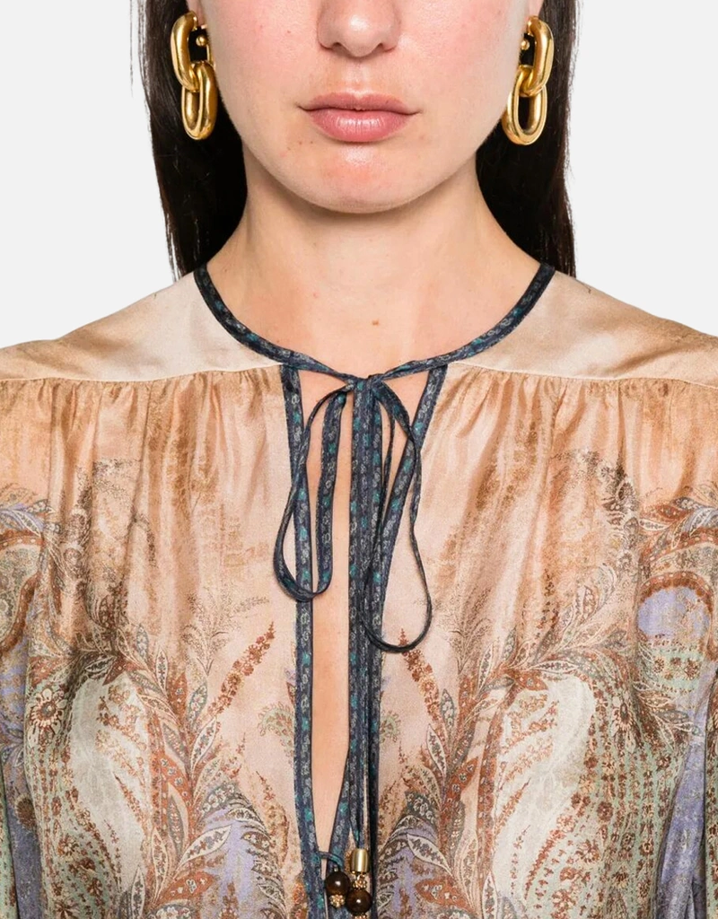 zimmermann long sleeve mini dress Zimmermann Floral Long-Sleeve Utility Mini Dress