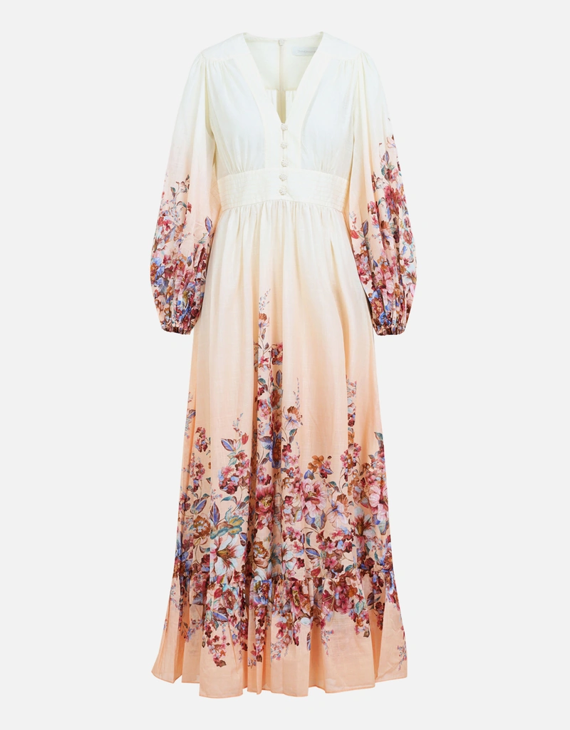Zimmermann Awaken Cotton Floral Plunge Maxi Dress (All New In) IFCHIC.COM