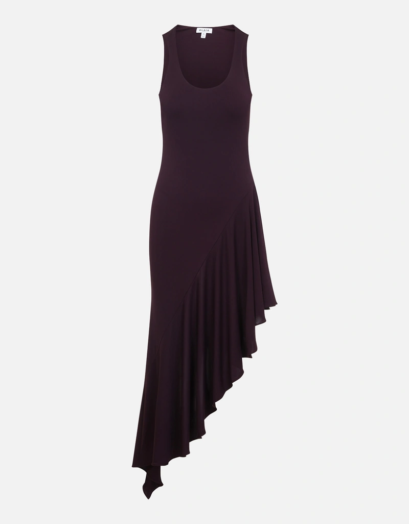 Alaa Asymmetric Jersey Dress - Burgundy Alaa Asymmetric Jersey Dress - Burgundy