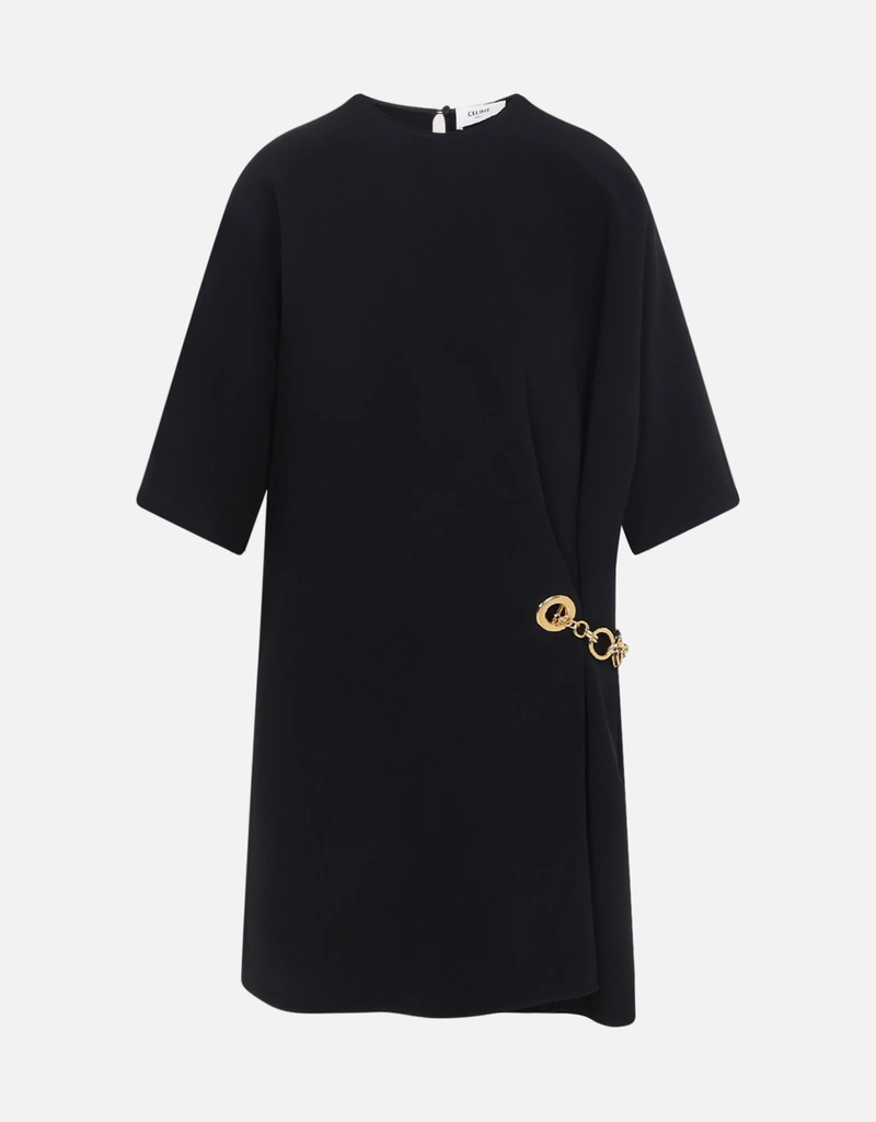 Celine - Wrap Dress In Cady - Black - Size : 38 - For Women Celine - Wrap Dress In Cady - Black - Size : 38 - For Women