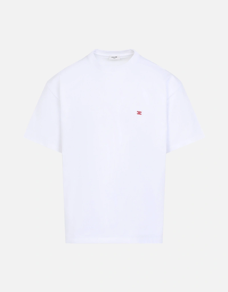 Celine Men's Cotton Jersey Triomphe Embroidery Loose Fit T-Shirt
