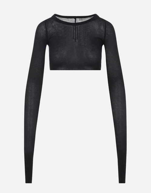 Rick Owens 長袖クロップトップ レーヨンシルク混紡 (すべての新品
