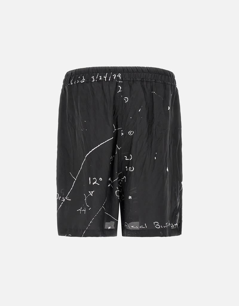 Rick Owens Men's Boxers Collection Cupro Twill Printed Bermuda