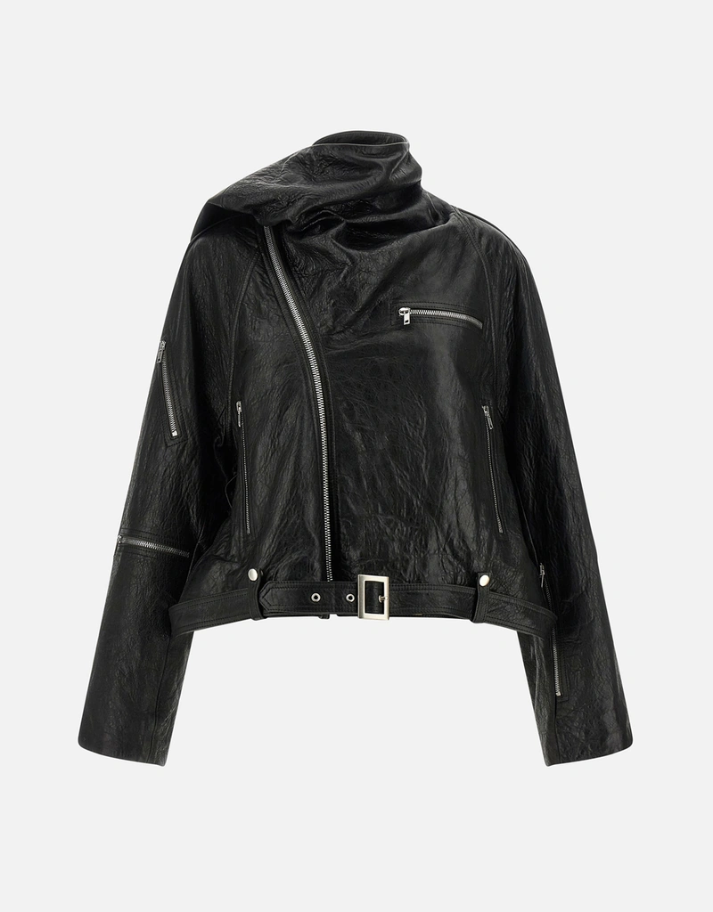 Rick Owens クロップドスカーフフライトラムレザージャケット (すべて
