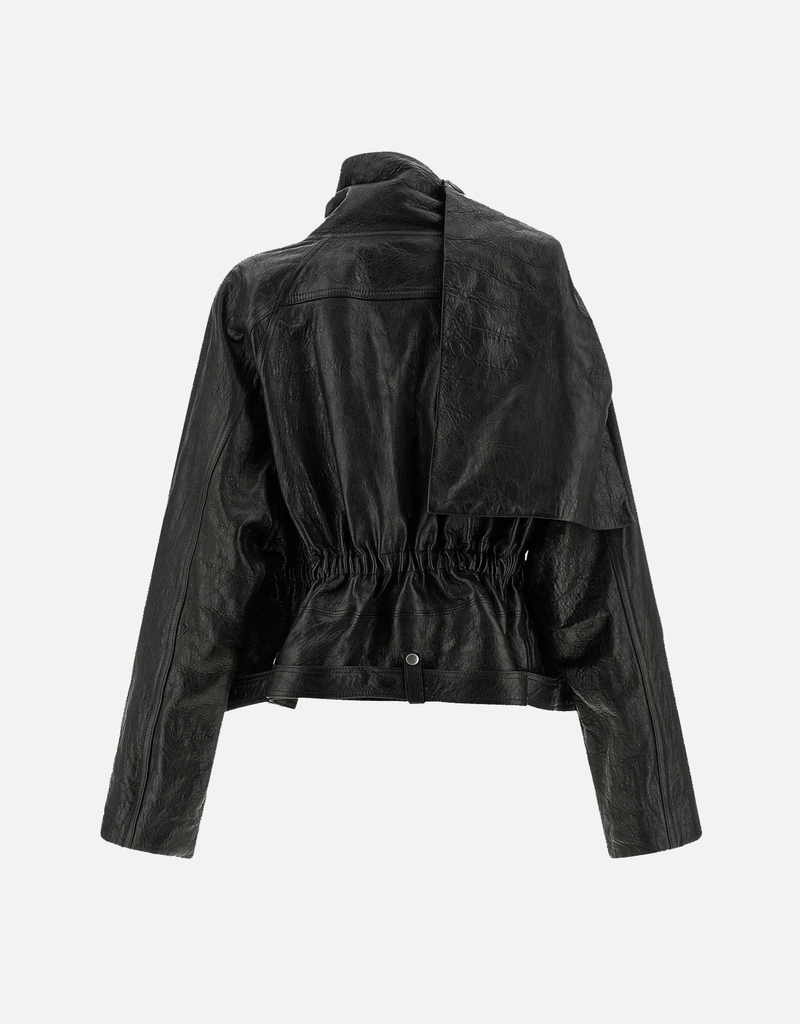 Rick Owens クロップドスカーフフライトラムレザージャケット (すべて