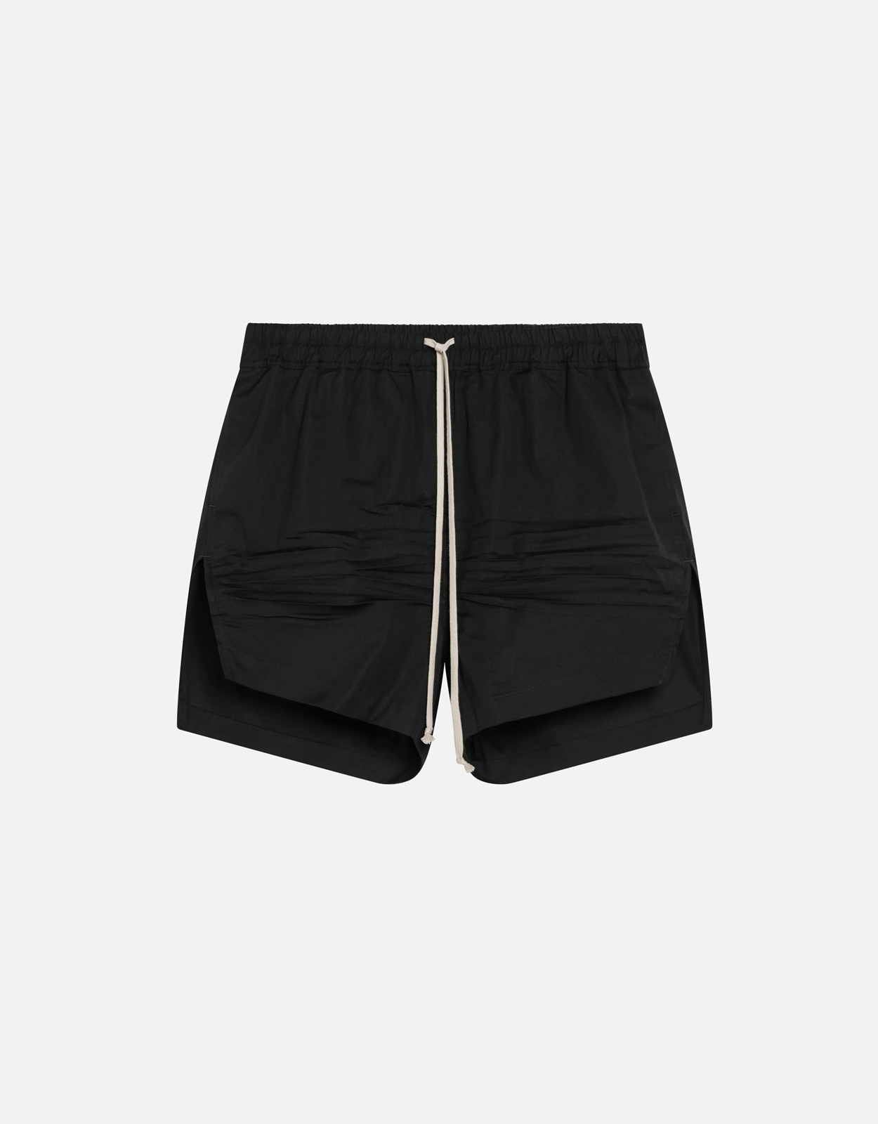 Rick Owens Rick Owens Black Drawstring Cotton Poplin Above-Knee Boxers - IT 52　Rick Owens ブラック ドローストリング コットン ポプリン 膝上ボクサー - IT 52