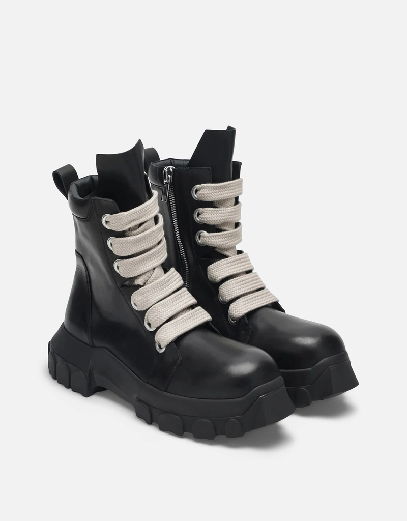 Rick Owens ボゾカーフレザートラクターアンクルブーツ (すべての新品