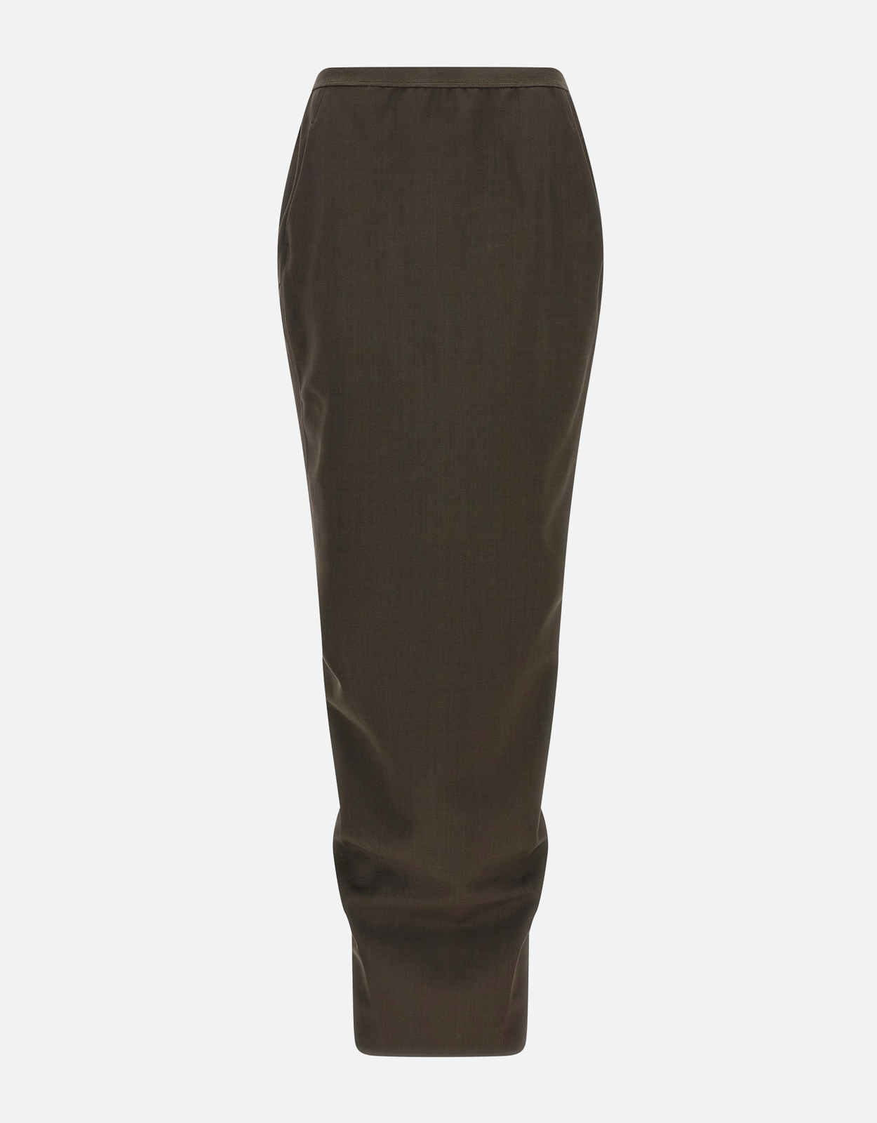 Rick Owens Soft Pillarロング羊毛混紡エラスティックウエストスカート