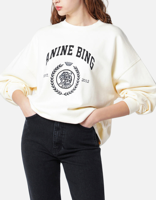 ANINE BING マイルズコレギエイトコットンオーバーサイズスウェット