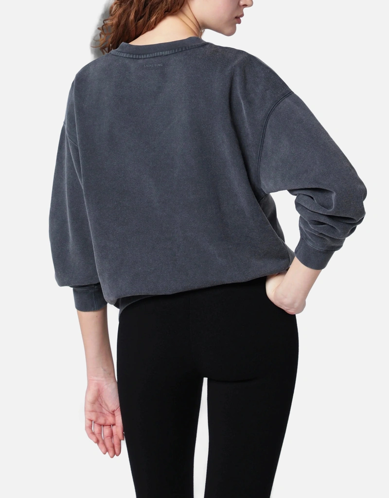 ANINE BING Spencer Sweatshirt Eagle Washed Black (Tops) IFCHIC.COM ANINE BING Spencer Sweatshirt Eagle Washed Black (Tops) IFCHIC.COM