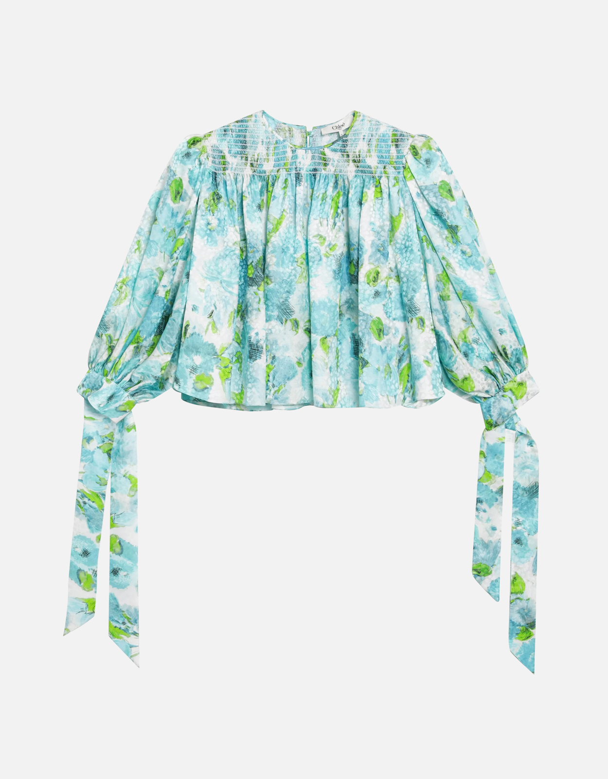 Chlo Silk Jacquard Floral Cropped Top - FR 36
