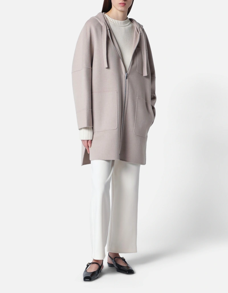 マーマー　　　フード ミディ ウール コート　ウール S Max Mara ダブルフェイスバージンウールフード付きミディコート