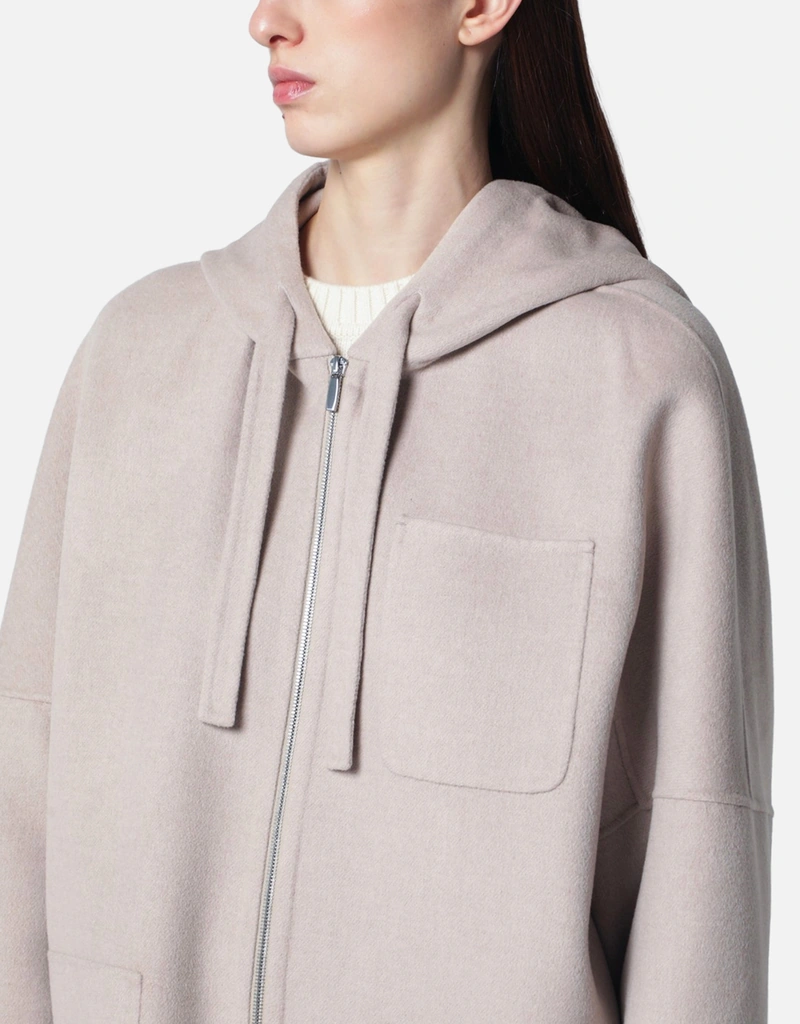 'S Max Mara スタイリッシュダブルフェイスフーディコート JI40 S Max Mara ダブルフェイスバージンウールフード付きミディコート