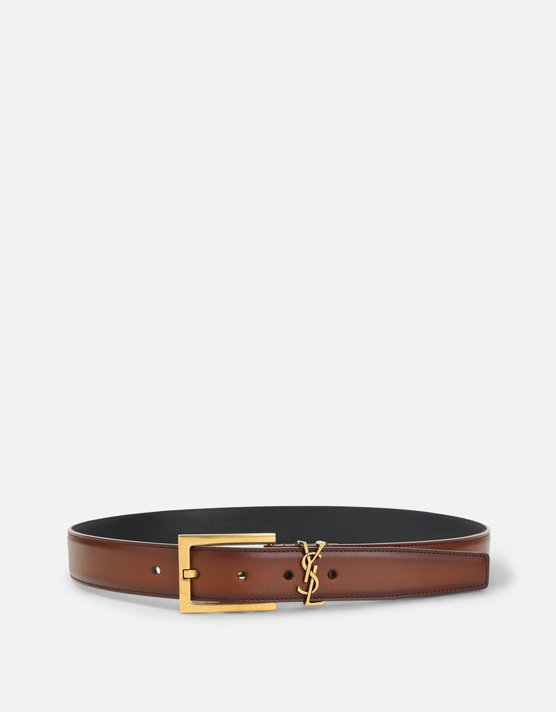 Saint Laurent カサンドル エイジドエフェクト カーフレザーベルト