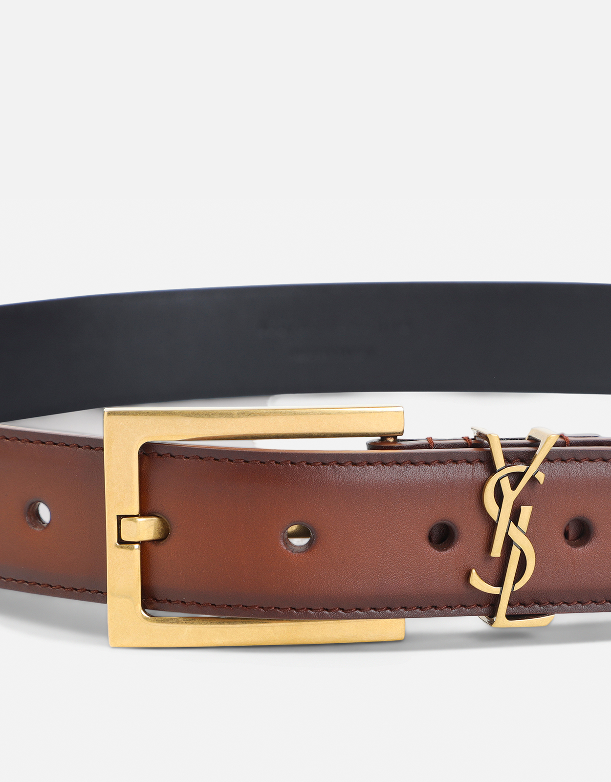 Saint Laurent カサンドル エイジドエフェクト カーフレザーベルト