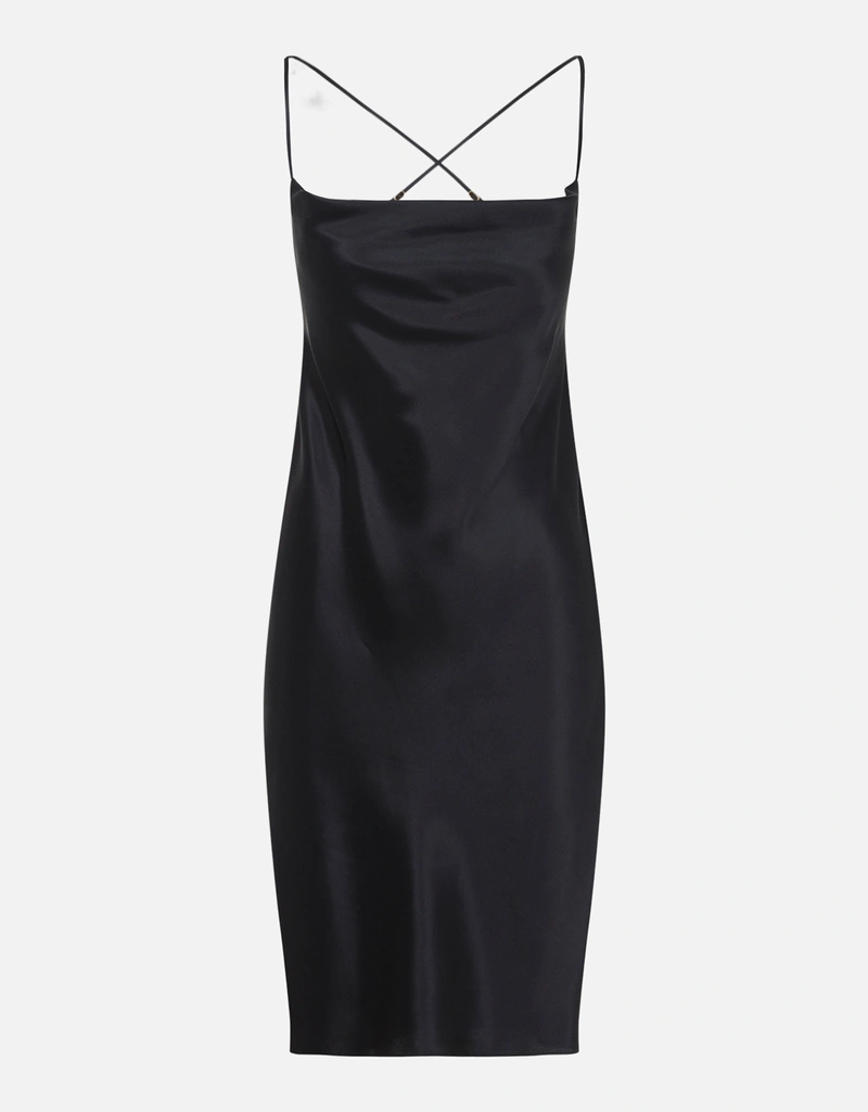 black evening jackets for dresses Black Satin Mini Dress – self-portrait-US main image 1